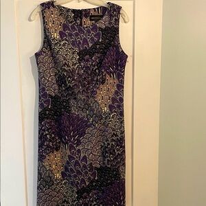 Connected Apparel Sheath Dress Sleeveless Purple/Mauve/Cream Print Size 10 NWOT